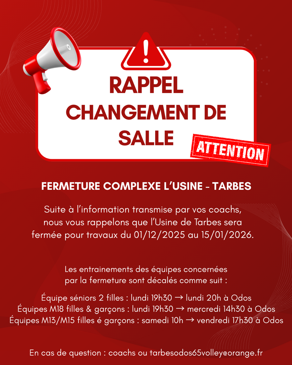 USINE - Fermeture pour travaux