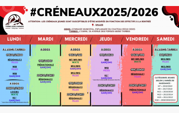 Créneaux 2025-2026